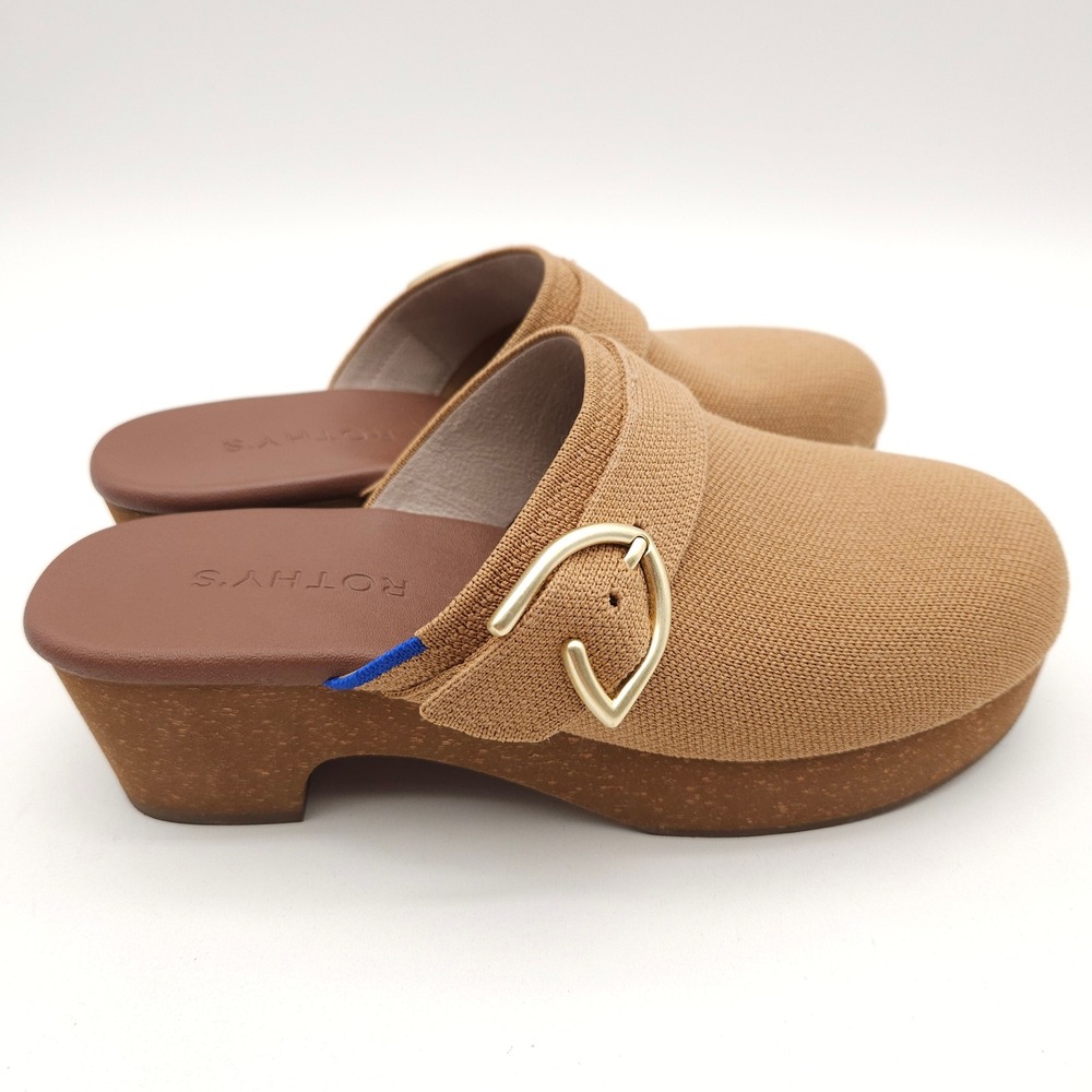 Rothy's Women's 7.5 Butternut Classic Buckle Clog Platform Knit Mule Comfort Tan - Picture 5 of 9